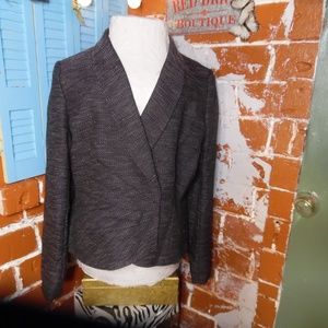 Tahari Purple Tweed Five Snap Front Size 14 Blazer